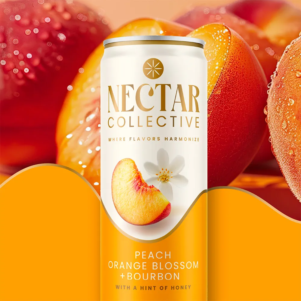 Can Peach Orange Blossom Bourbon Front View Product Card Nectar