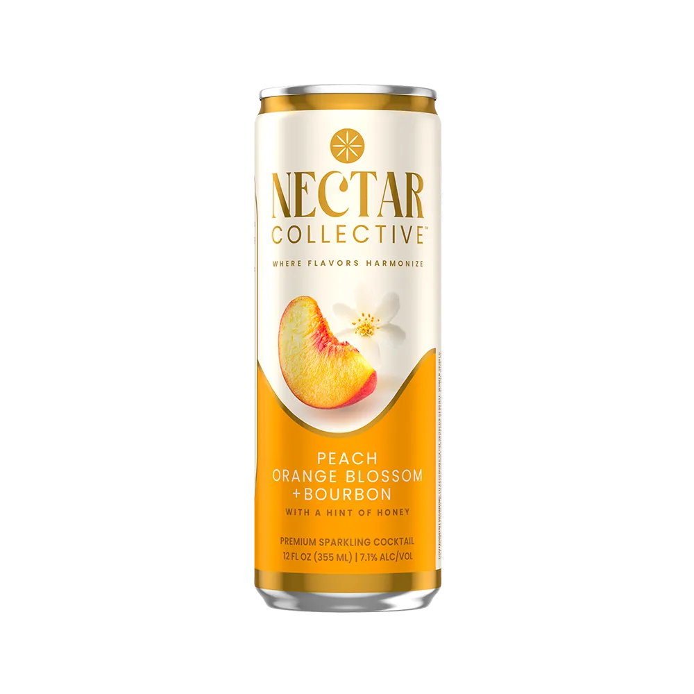 Can Peach Orange Blossom Bourbon Front View Product Card Nectar