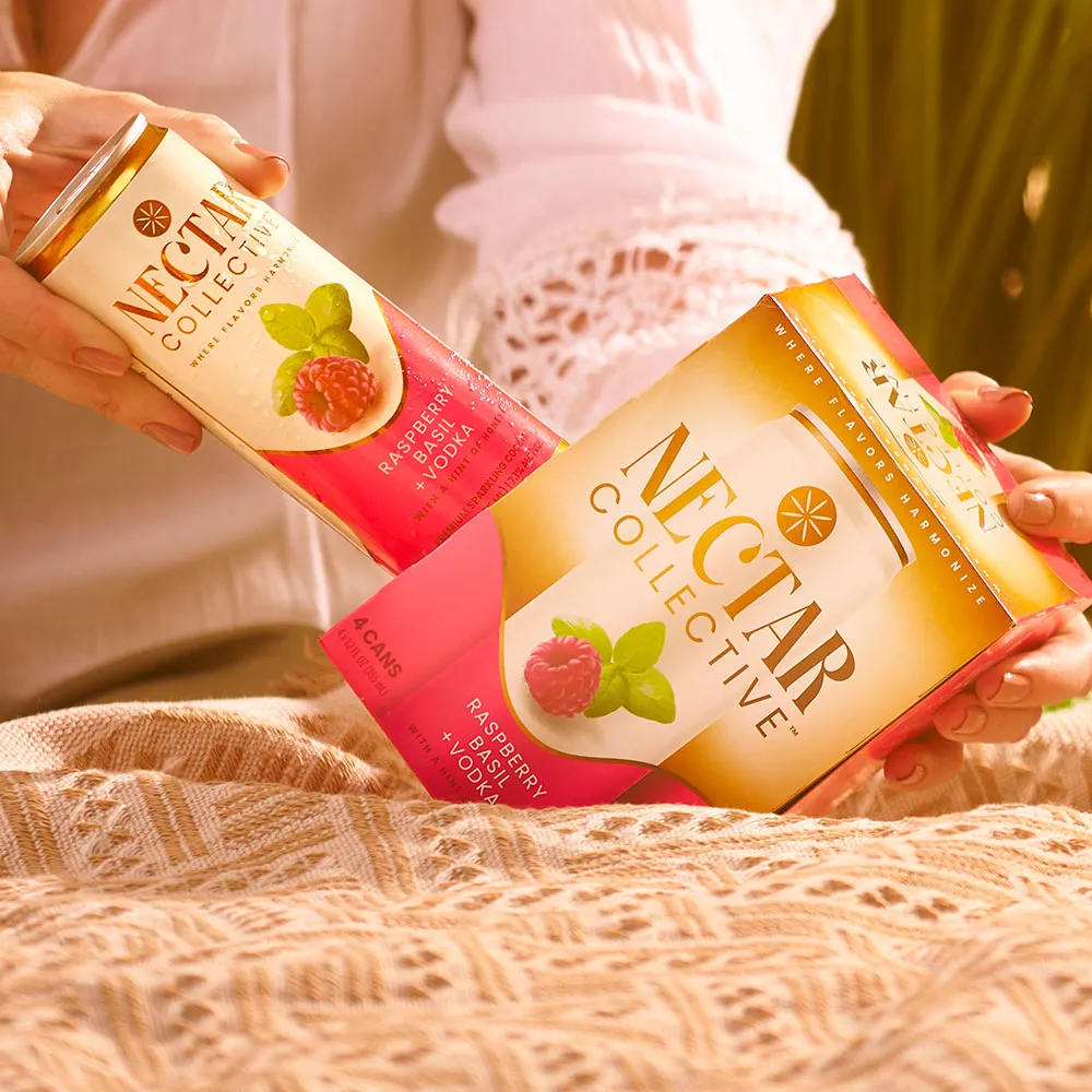 Cans Raspberry Basil Vodka Linen Outdoor Nectar